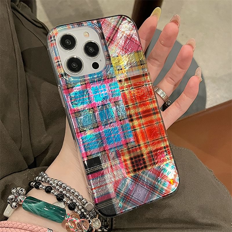 Phone Holographic Plaid Case