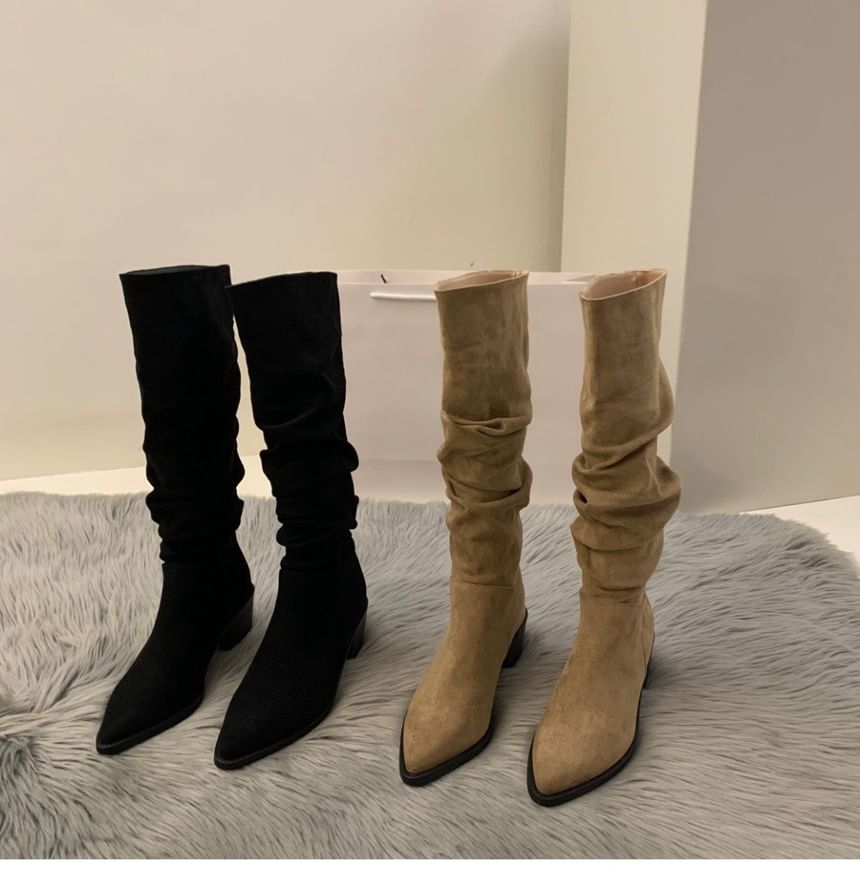 Tall Pointy Chunky Heel Boots