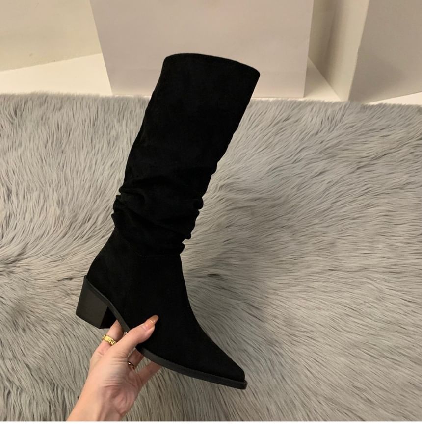 Tall Pointy Chunky Heel Boots