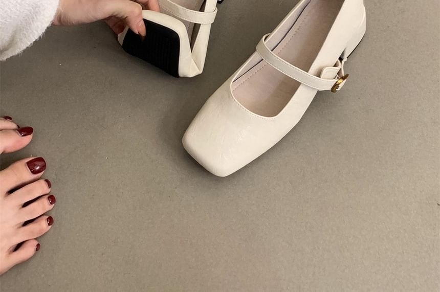 Mary Chunky Heel Square-Toe Jane Shoes