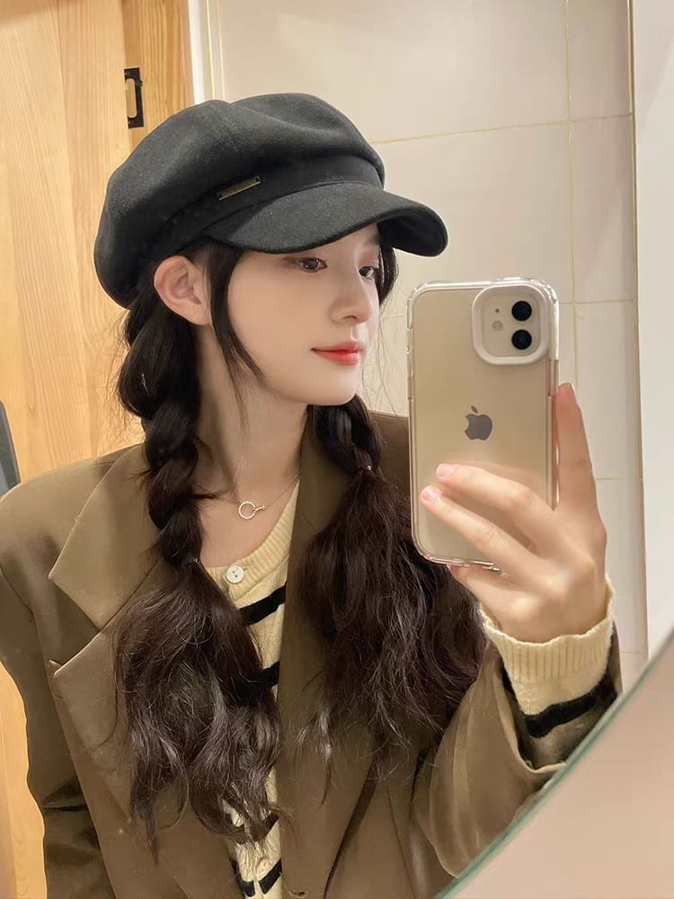 Wool Newsboy Plain Cap