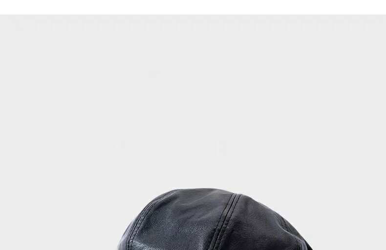 Leather Newsboy Cap Faux Plain