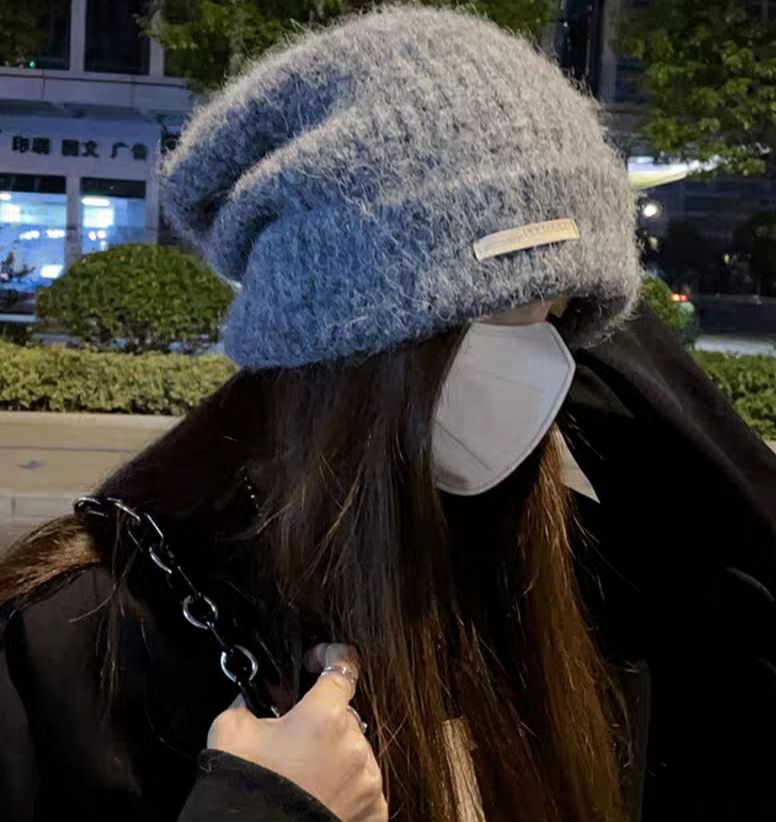 Fuzzy Plain Beanie Knit