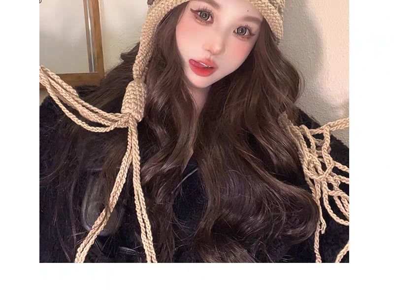 Color Tassel Block Beanie