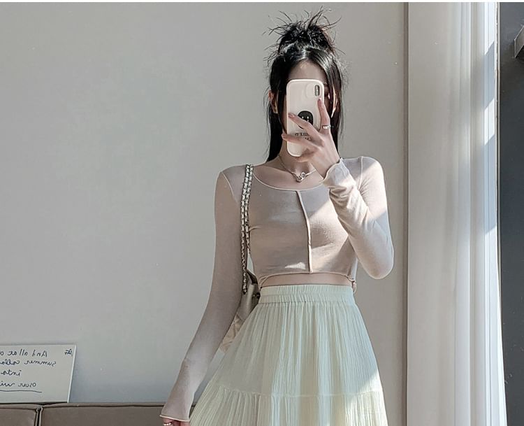 Hohe Taille, schlichtes Spitzenpanel, Midi A