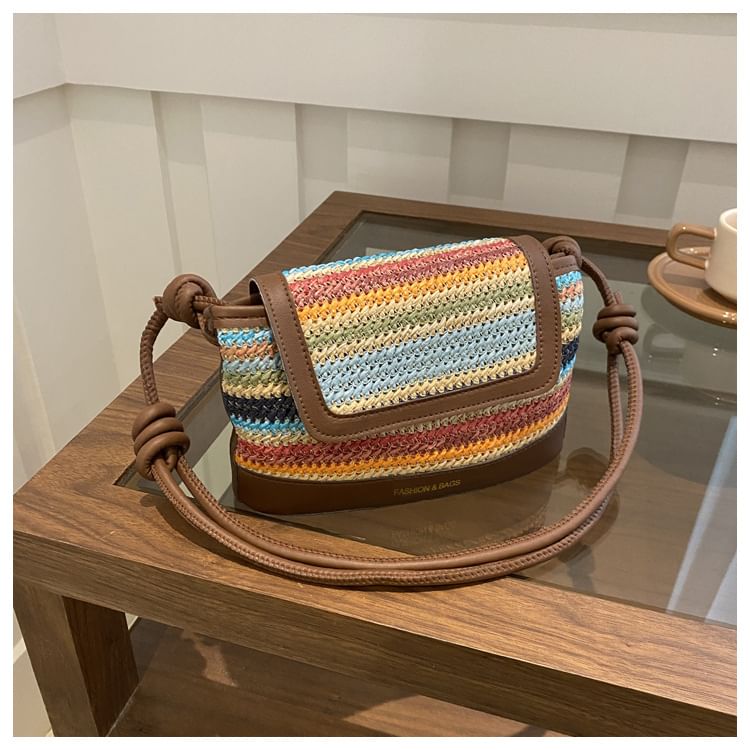 Striped Flap Shoulder Bag