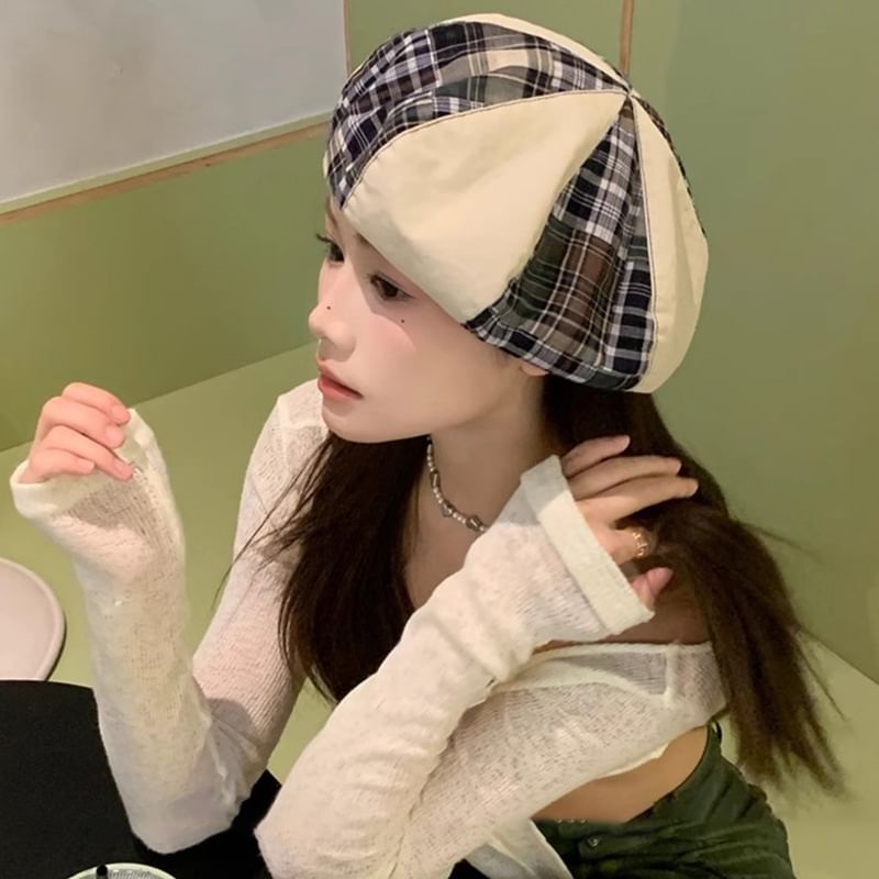 Panel Beret Plaid