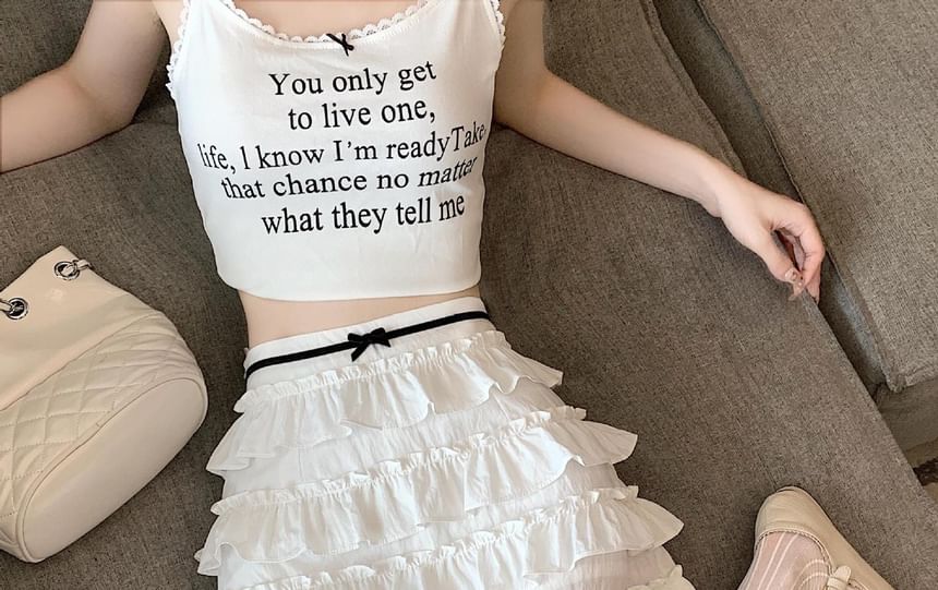 Rise A-Line Skirt High Bow Mini Tiered