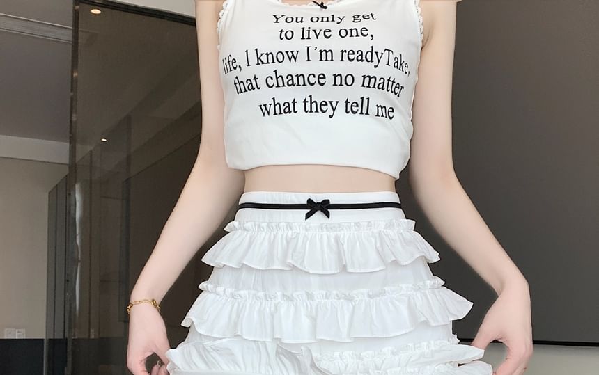 Rise A-Line Skirt High Bow Mini Tiered