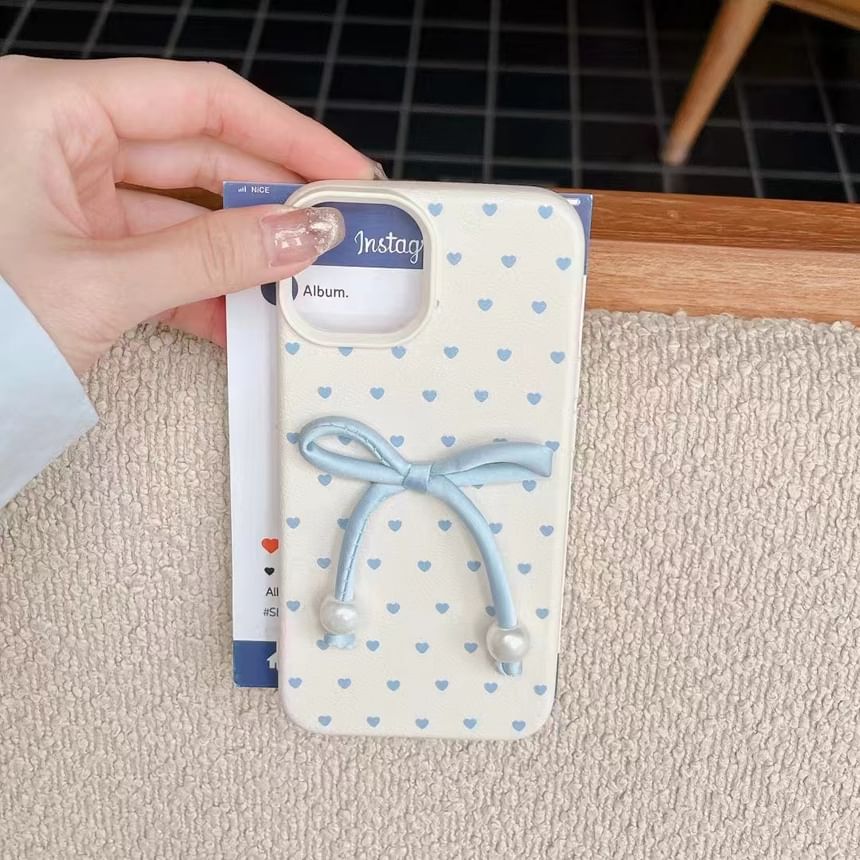 / Decoration Set Bow Adhesive Leather Case Phone Heart Faux