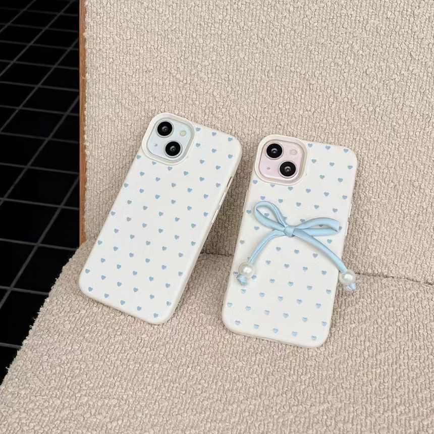 / Decoration Set Bow Adhesive Leather Case Phone Heart Faux