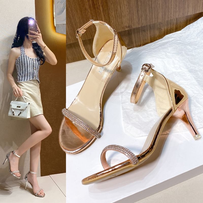 Sandals Rhinestone High Heel