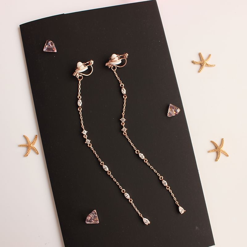 Threader Rhinestone Alloy Earring