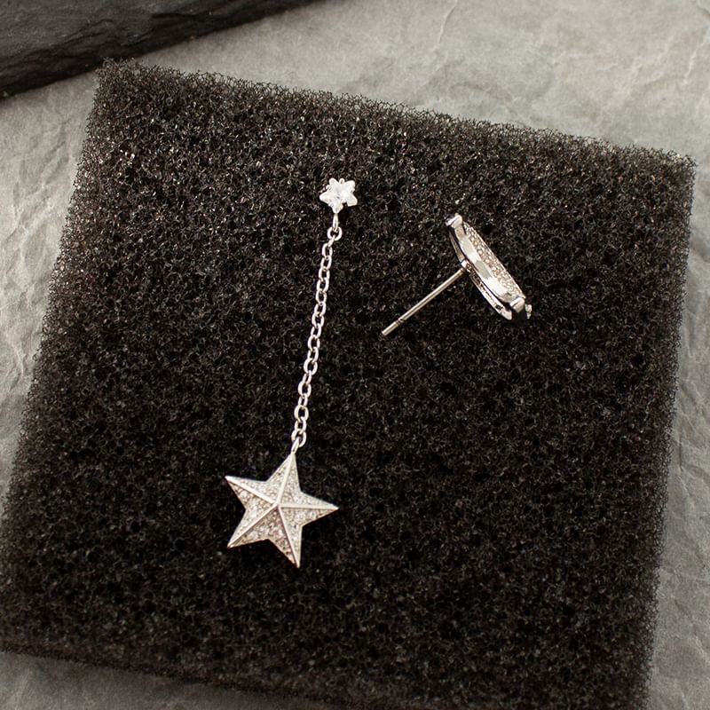 Asymmetrical Earring Alloy Dangle Moon Star