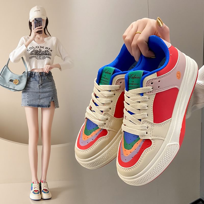 Block Color Sneakers Platform