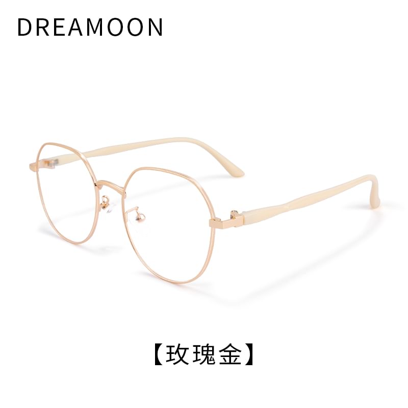 Blue Metal Round Eyeglasses Light Blocking Frame