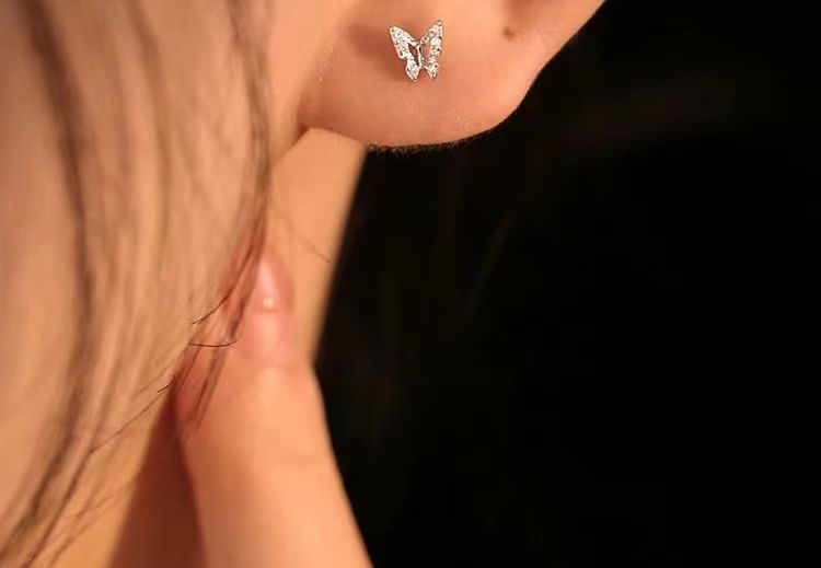 925 Sterling Silver Butterfly Stud Earring