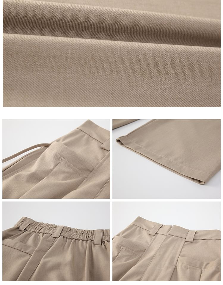 Plain Leg Pants Pleated High Suit Rise Wide
