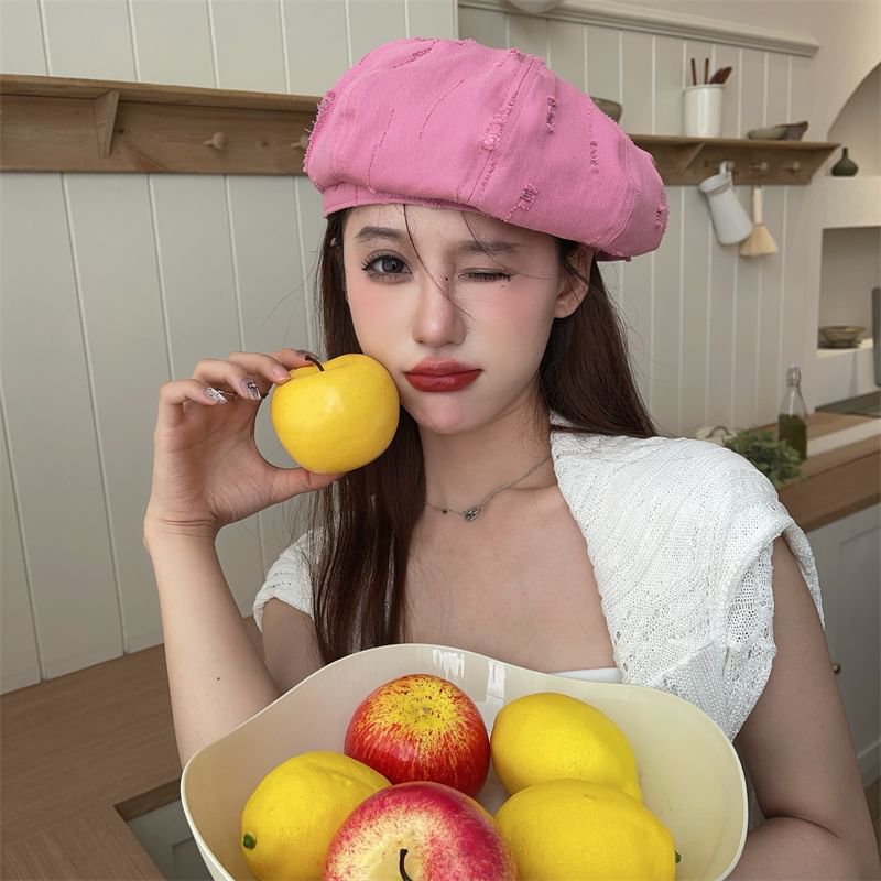 Beret Plain Distressed