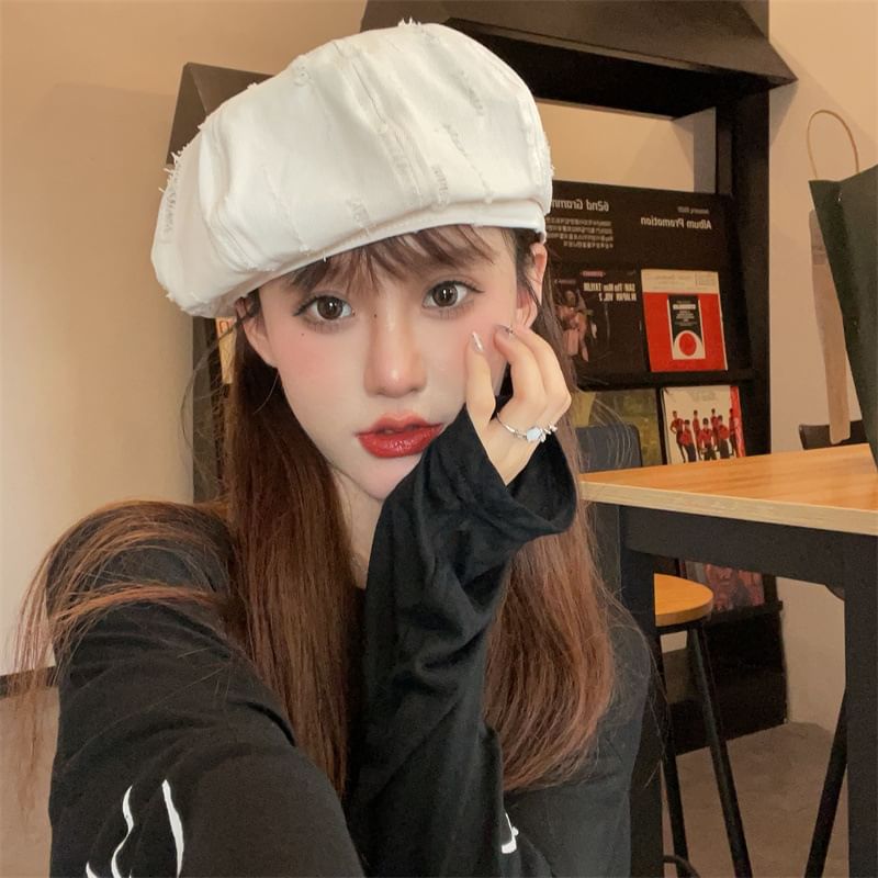 Beret Plain Distressed