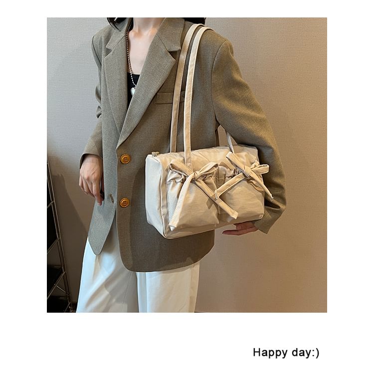 Plain Bow Nylon Tote Bag