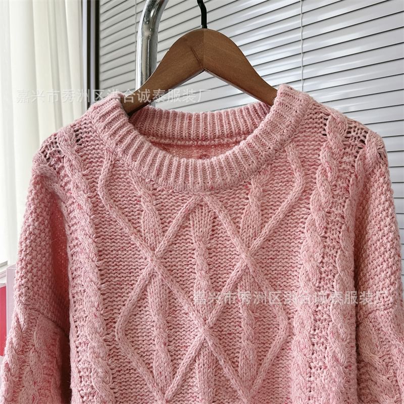 Crew Neck Cable Knit Sweater