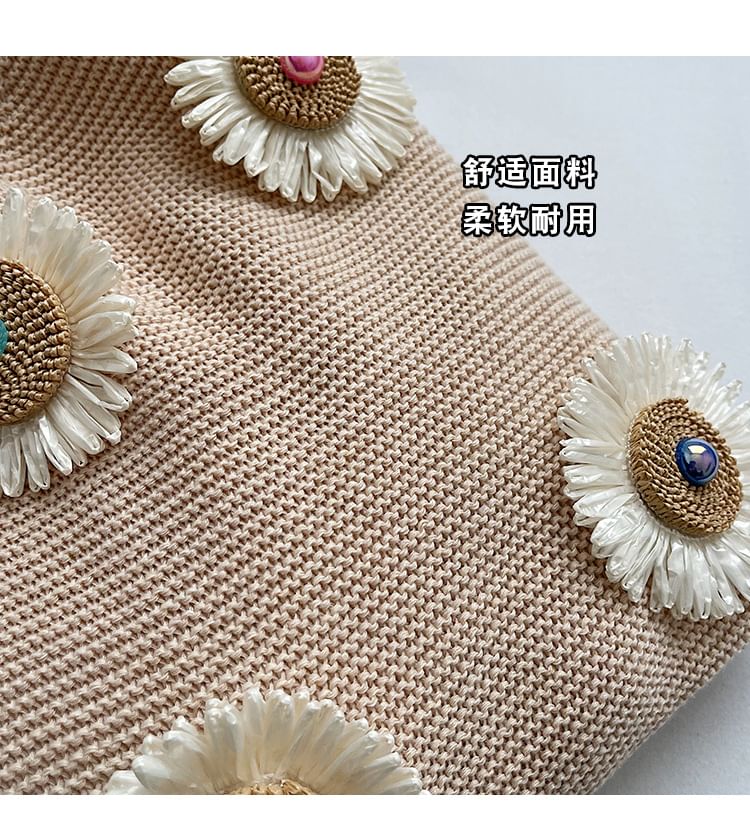 Bag Shopper Flower Knit Accent