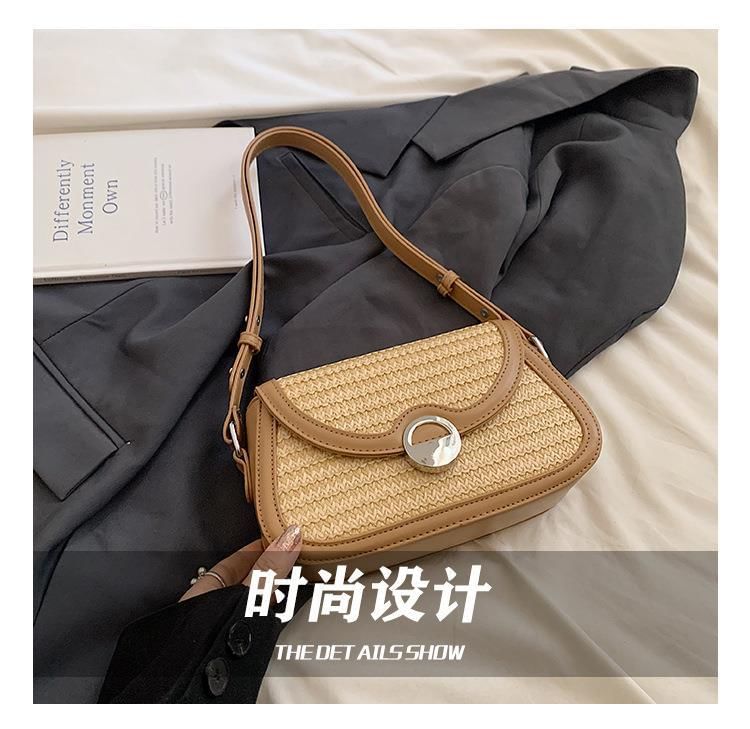 Flap Tone Straw Two Crossbody Bag
