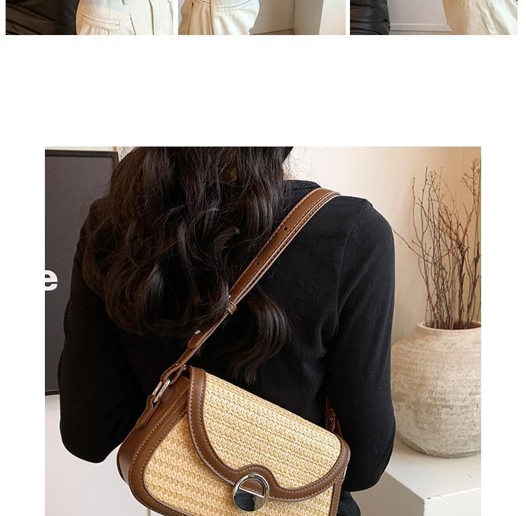 Flap Tone Straw Two Crossbody Bag