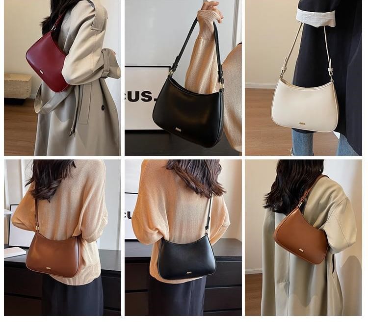Faux Leather Bag Shoulder Plain