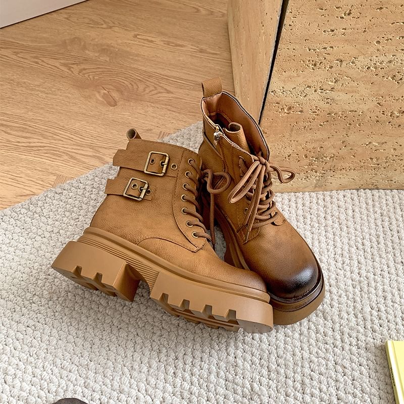Platform Short Lace-Up Boots