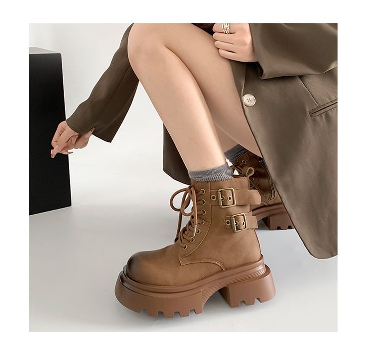 Platform Short Lace-Up Boots