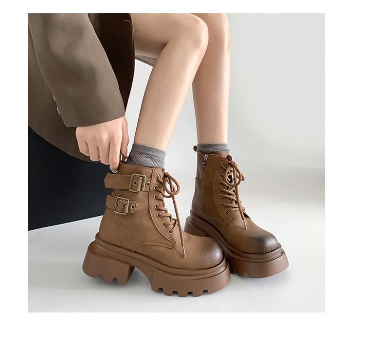 Platform Short Lace-Up Boots