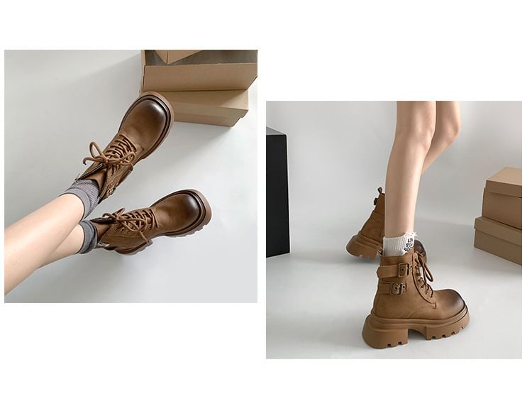 Platform Short Lace-Up Boots