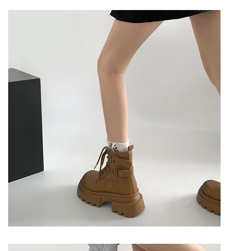 Platform Short Lace-Up Boots