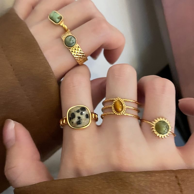 Turquoise Faux Ring Open Designs) Alloy (Various