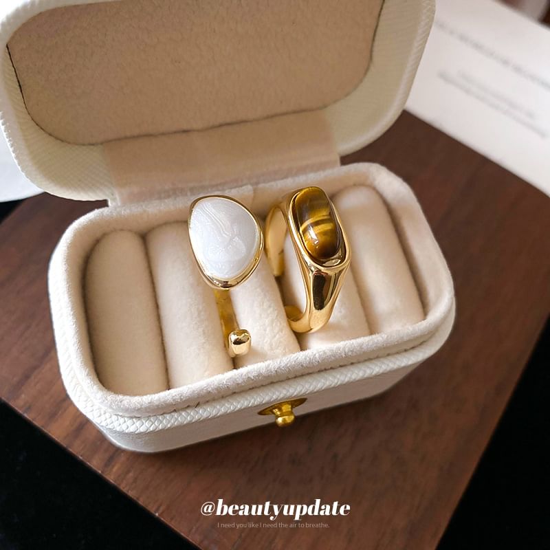 Faux Ring Glaze Gemstone Open / Alloy