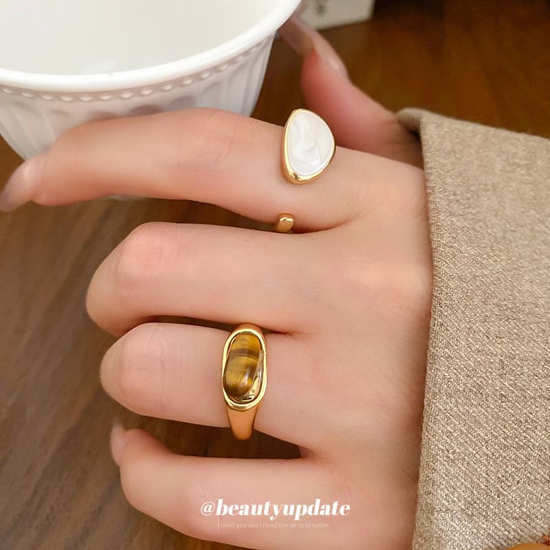 Faux Ring Glaze Gemstone Open / Alloy