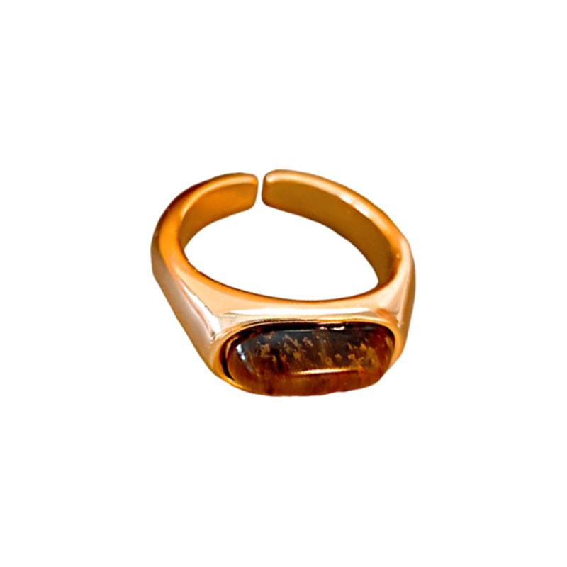 Faux Ring Glaze Gemstone Open / Alloy