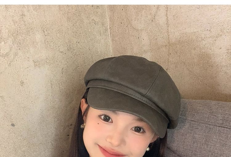 Cap Faux Newsboy Leather