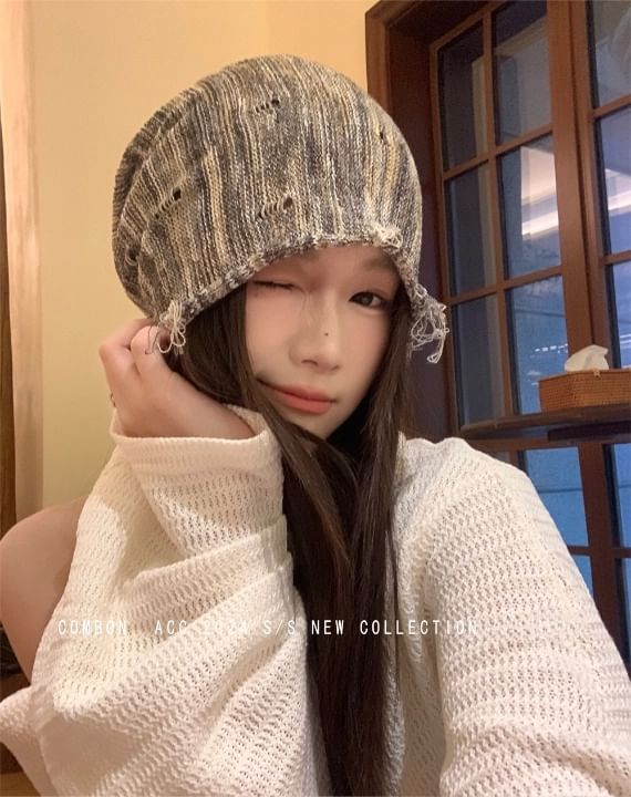Beanie Frayed Distressed
