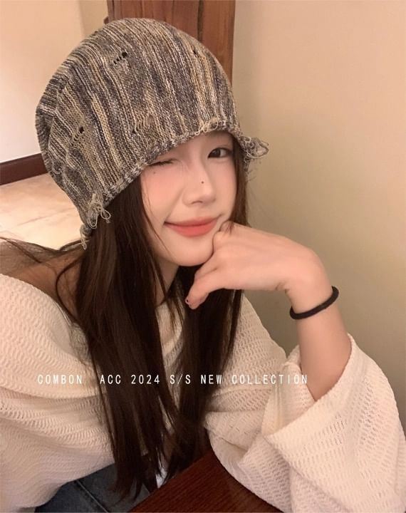 Beanie Frayed Distressed