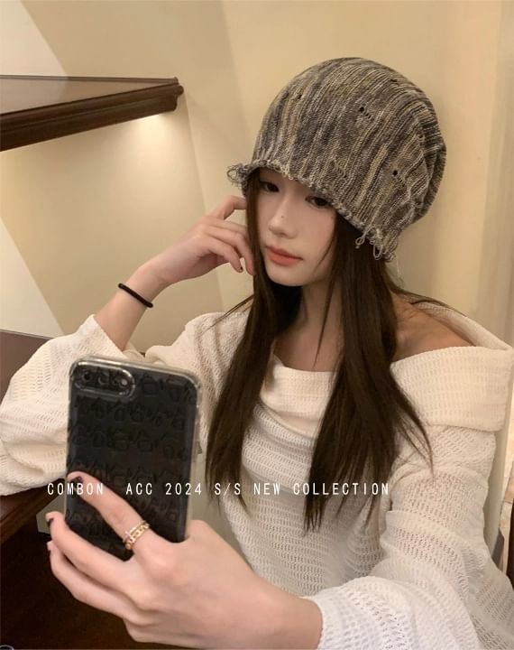 Beanie Frayed Distressed