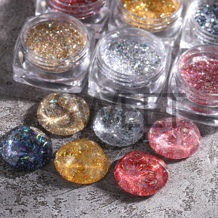 Set of 6: Glitter Nail Art Decoration (Various Designs)