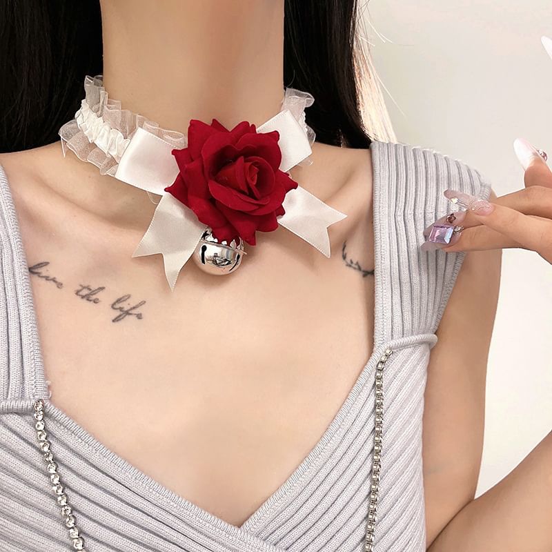 Rose Choker Bell Tulle