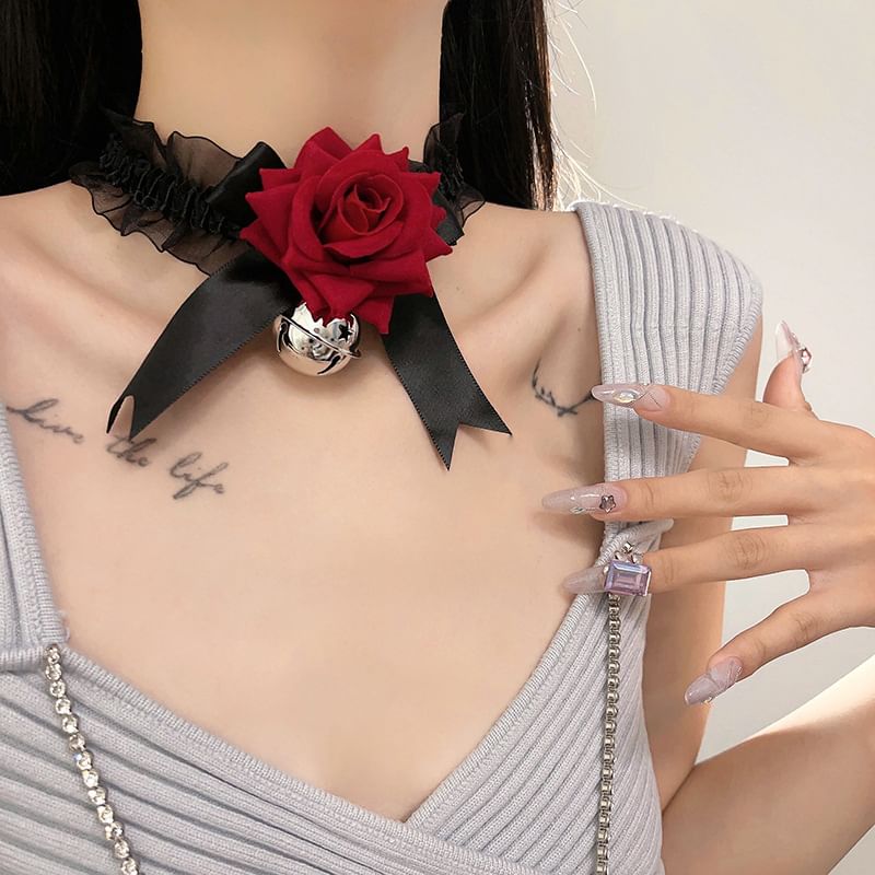 Rose Choker Bell Tulle