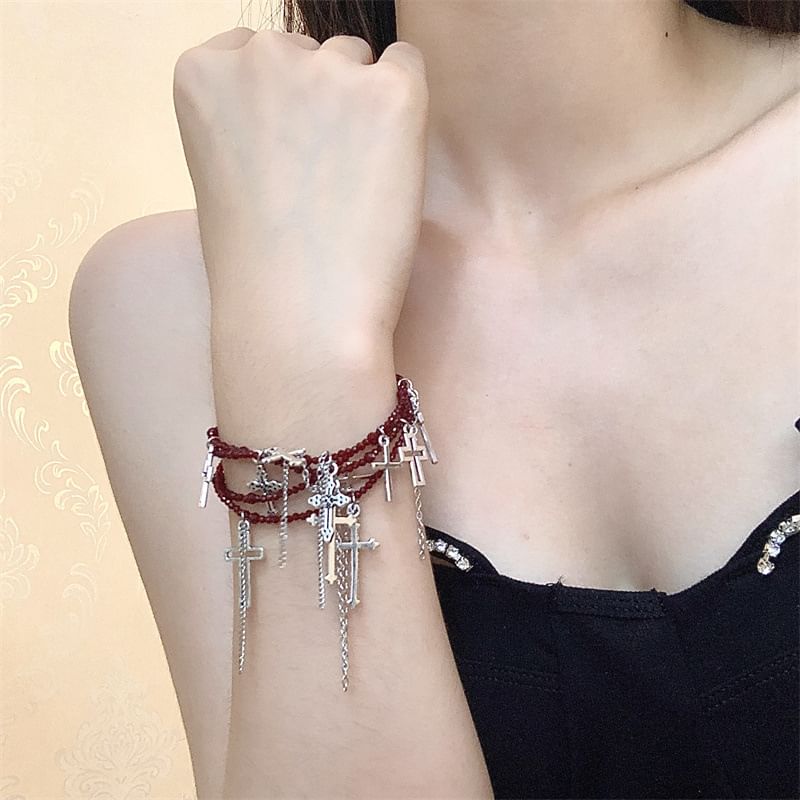 Necklace Layered Bracelet Cross /