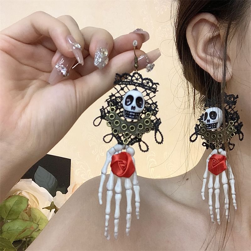 Earring Lace / Choker Skull