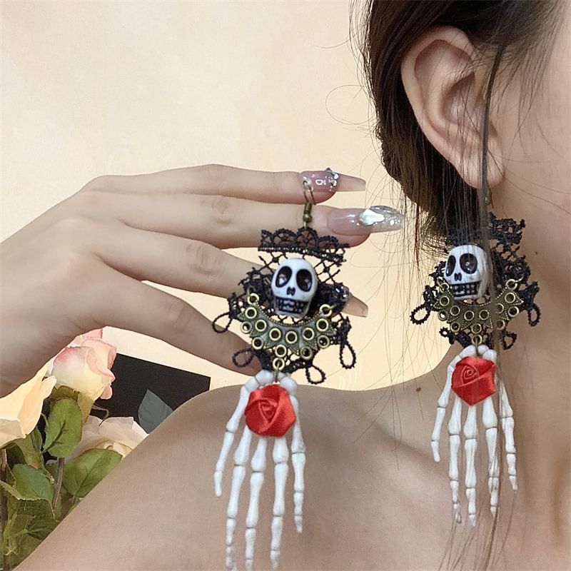 Earring Lace / Choker Skull