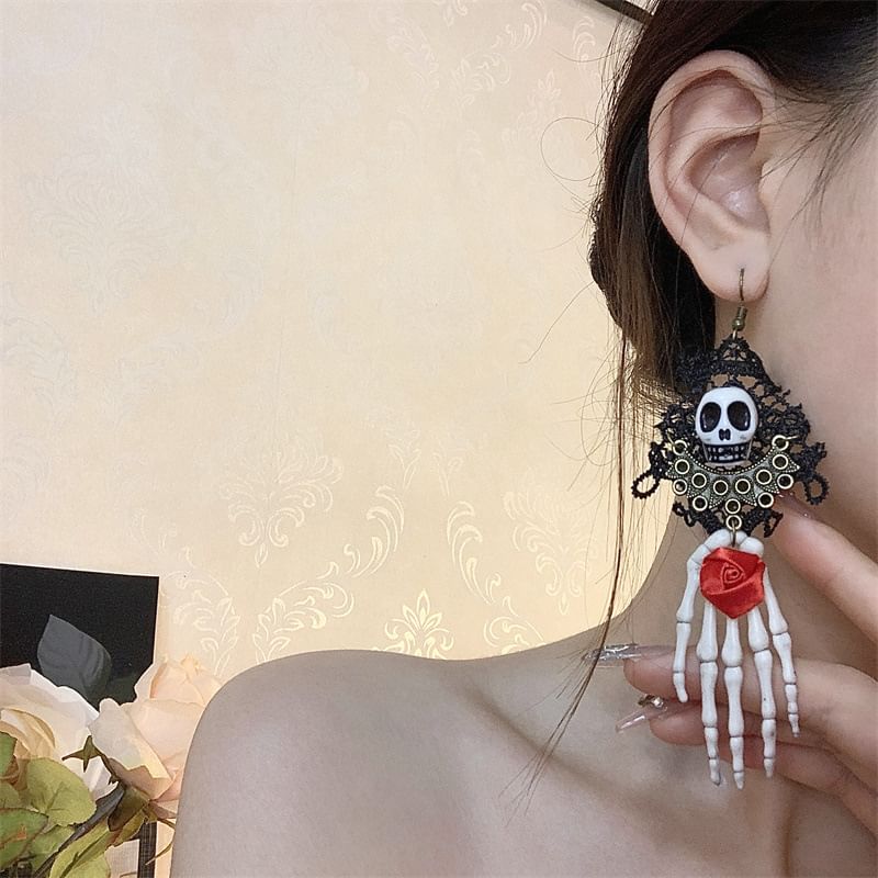Earring Lace / Choker Skull